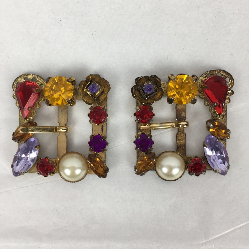Purple Gold Red Lavender Jeweled Buckles